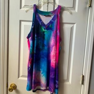 Tunic style, rainbow galaxy shirt, like new, large & loose fitting